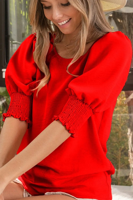 BiBi Air Flow Balloon Shorts Sleeves Top RED