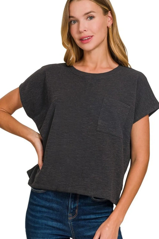 Zenana Round Neck Short Sleeve T-Shirt BLACK
