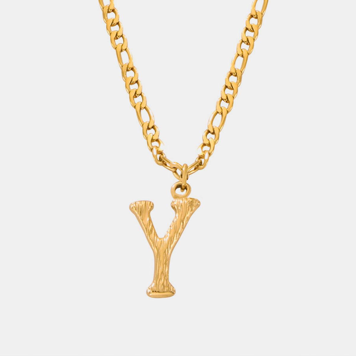 Titanium Steel Letter Pendant Necklace Style Y One Size