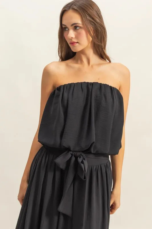 HYFVE Bubble Hem Tube Top Black