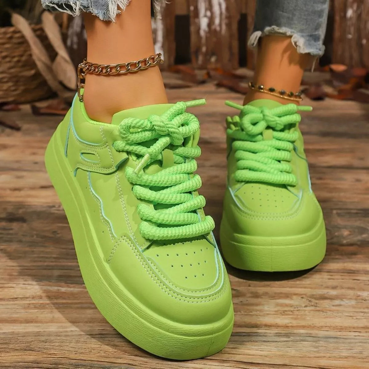 Round Toe Platform Sneakers