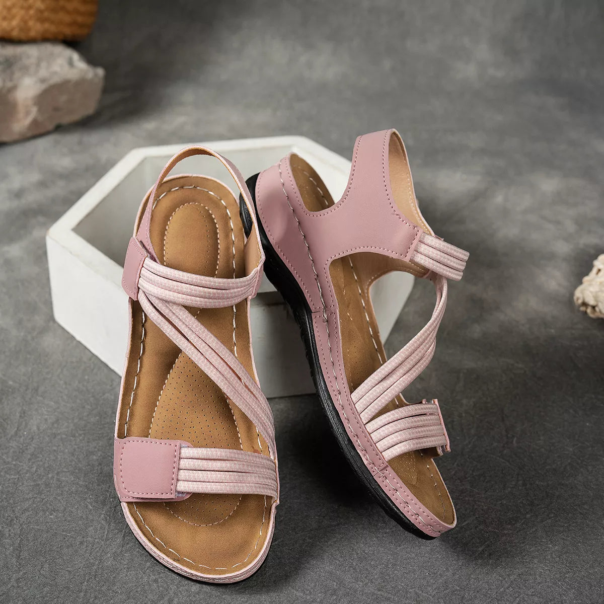 Open Toe Wedge Ankle Strap Sandals