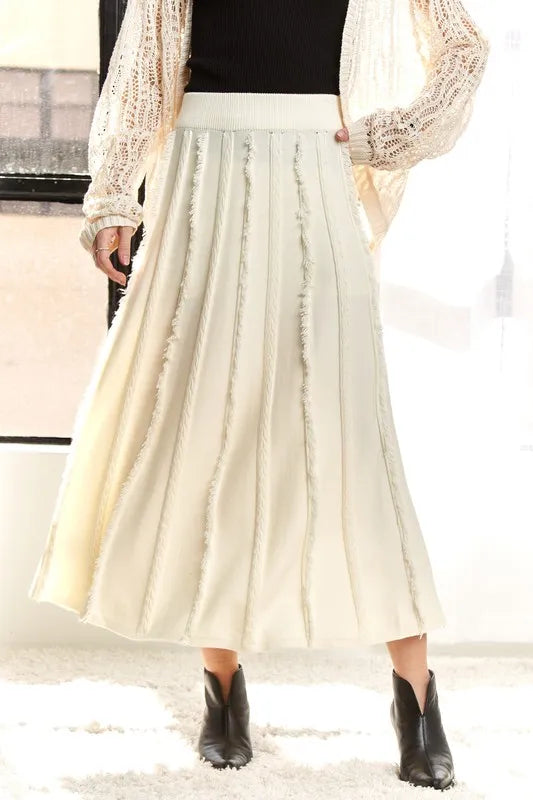ADORA Solid Waist Tie Skirt OFF WHITE