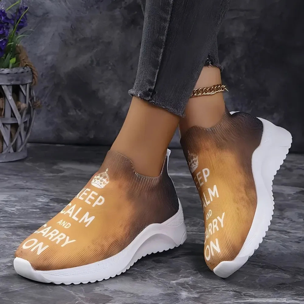 Round Toe Platform Sneakers Brown
