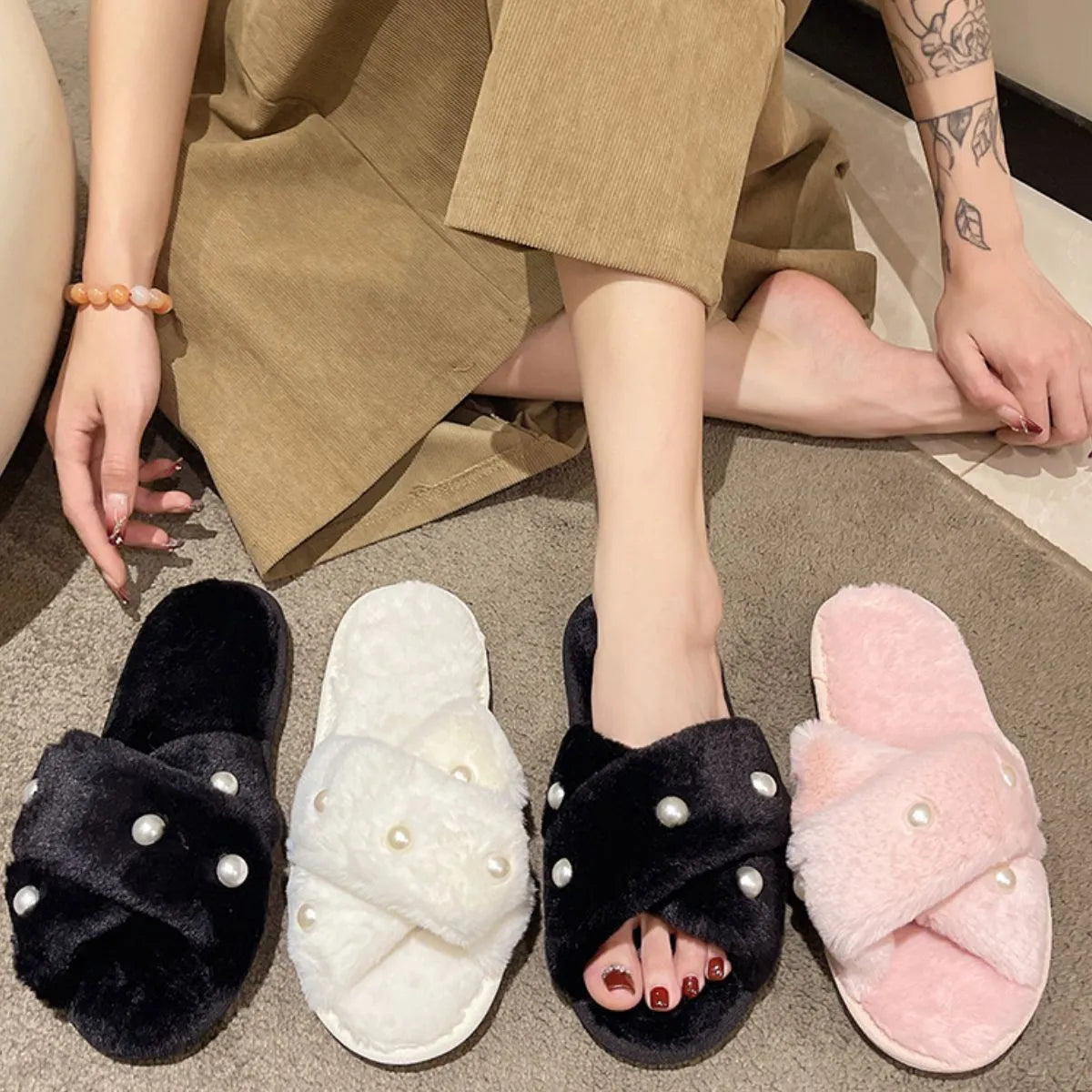 Open Toe Flats Slippers
