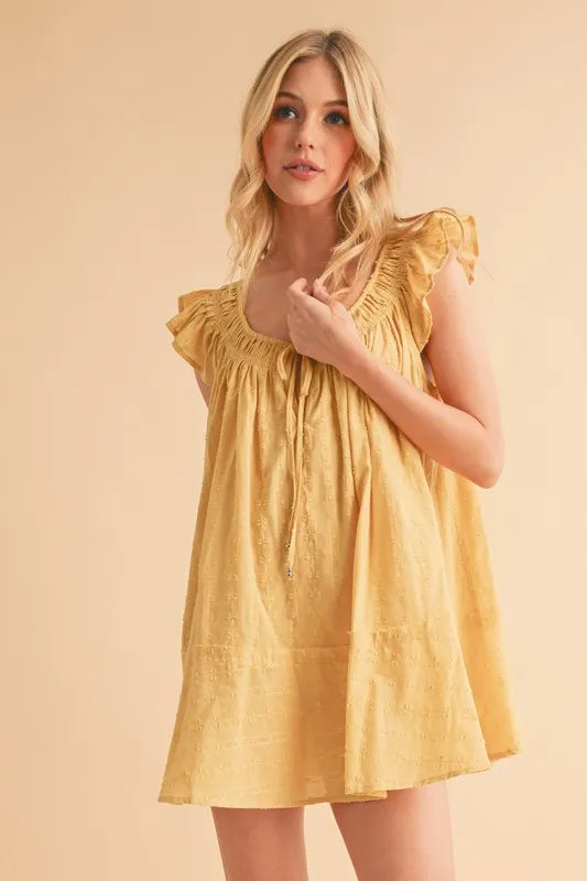Aemi+Co Ruffled Cap Sleeve Cotton Tunic Mini Dress