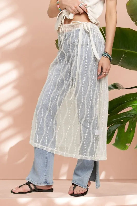 ADORA Sheer Layered Mesh Cover-Up Skirt