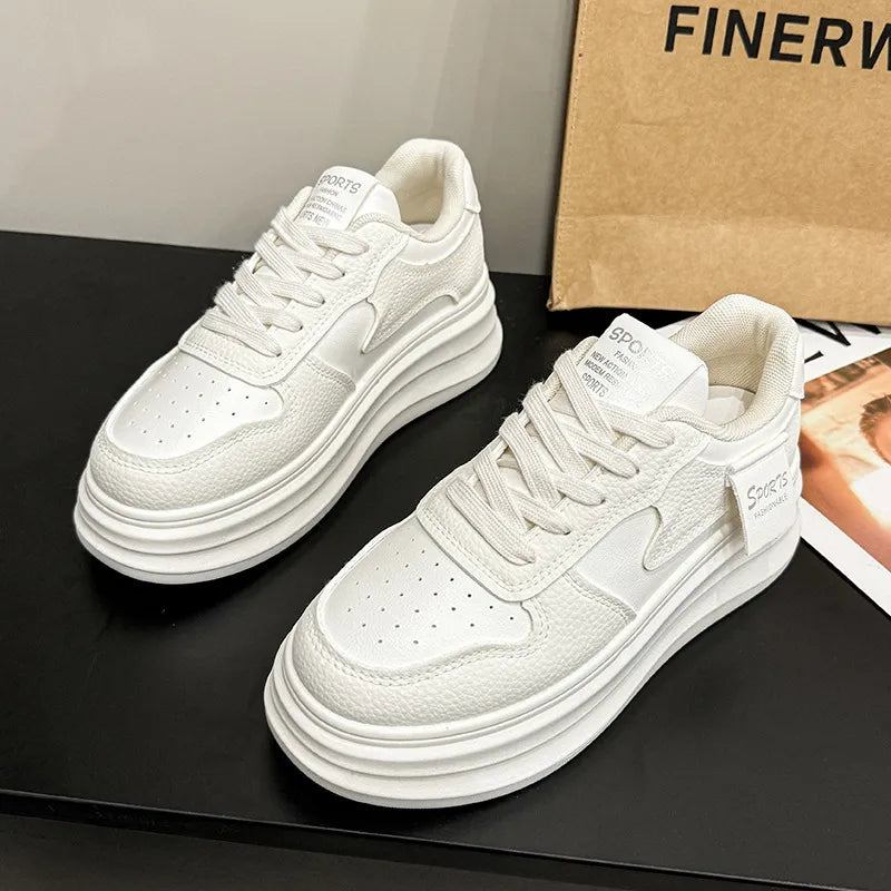 Contrast Platform Sneakers White