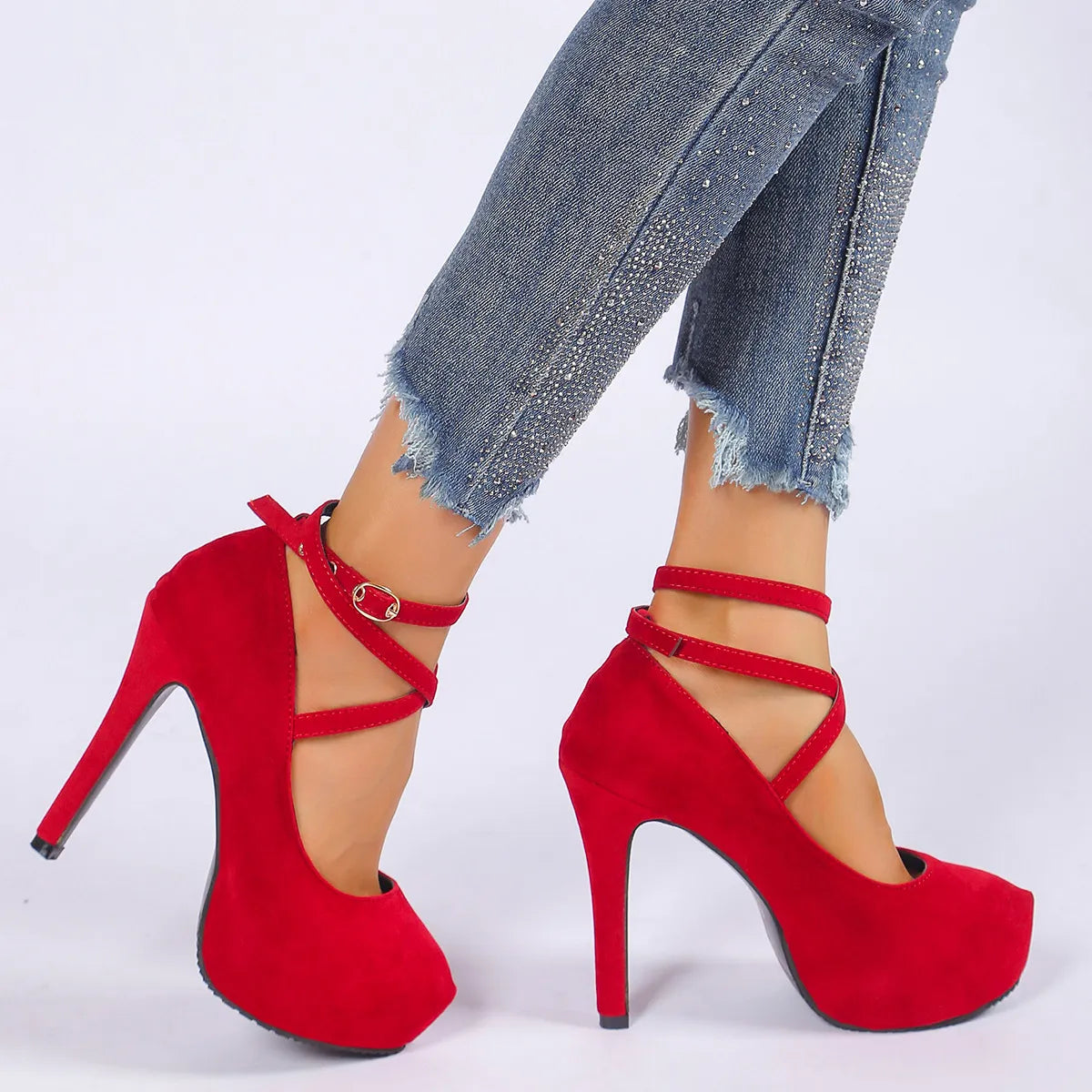 Round Toe Stiletto Pumps