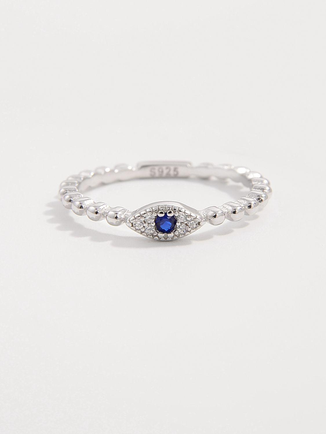 925 Sterling Silver Inlaid Zircon Ring Silver