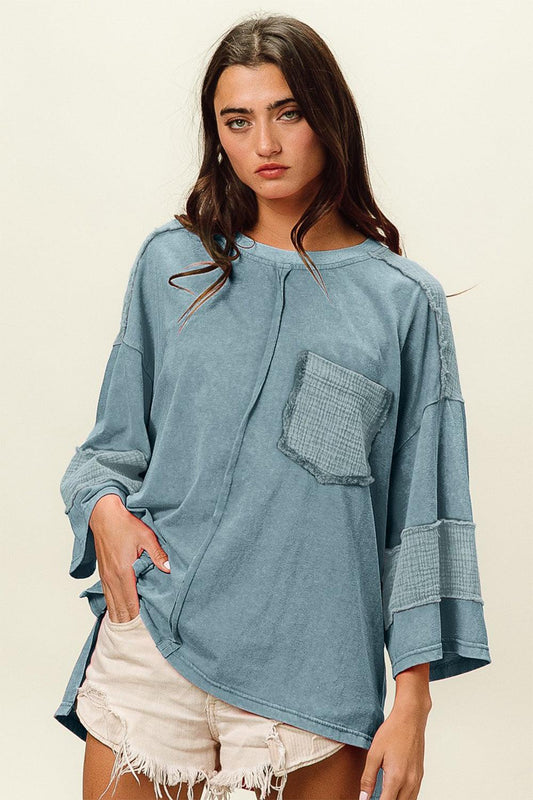 BiBi High-Low Washed T-Shirt Denim