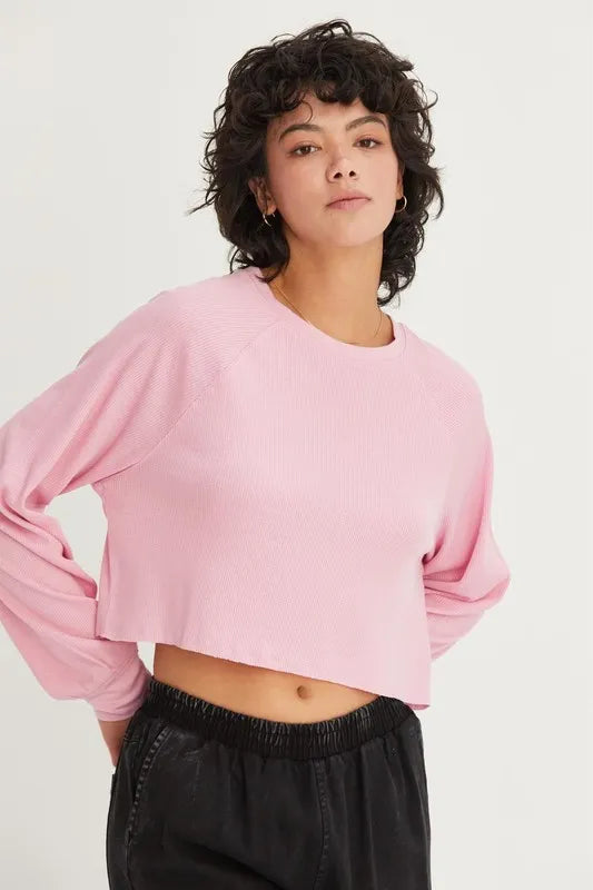 HYFVE Raglan Sleeve Crop Top ROSE PINK