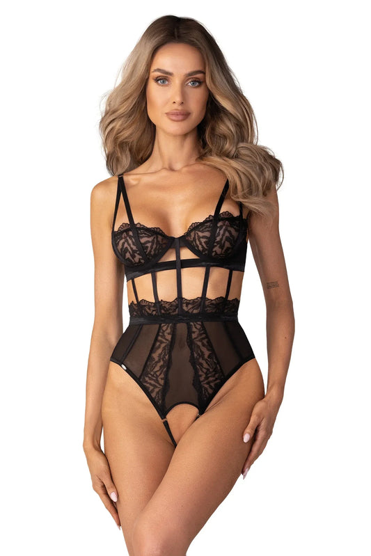 Crotchless Teddy Sexy Lingerie Bold Lace Cutouts - Hersis-0