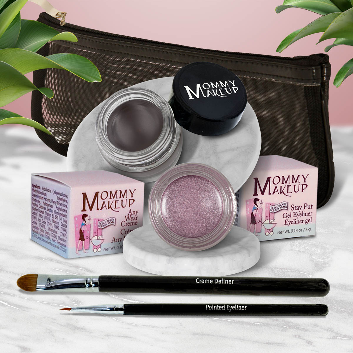 The Everlasting Eye | Waterproof Eye Makeup Set Elsa - A Pale Shimmering Lilac Chocolate Kiss - Deep brown black