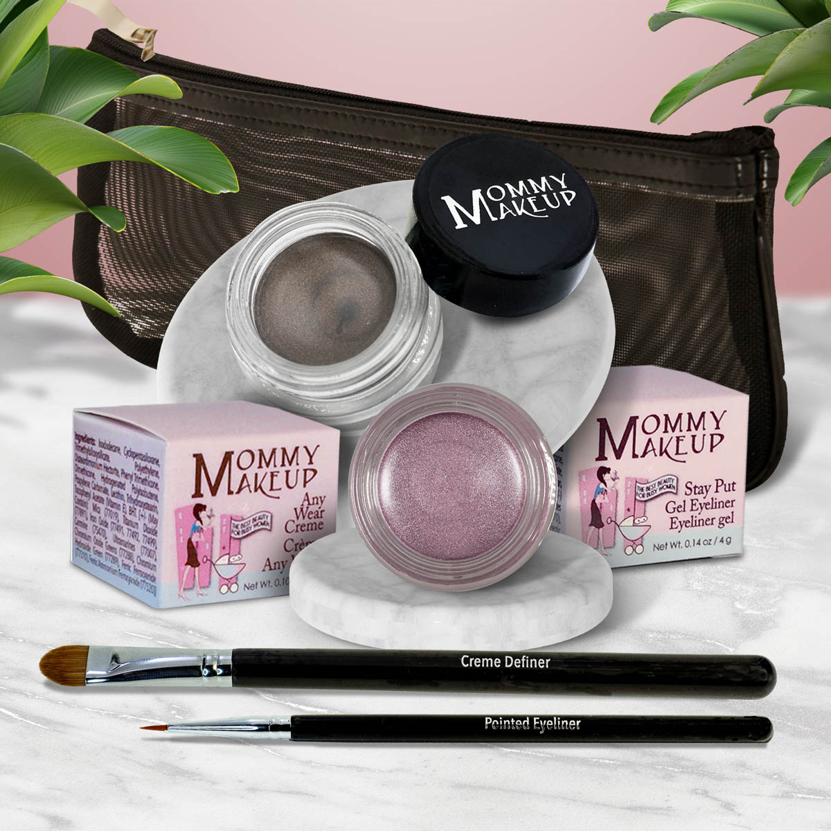 The Everlasting Eye | Waterproof Eye Makeup Set Elsa - A Pale Shimmering Lilac Mischievous - Black with green and gold flecks