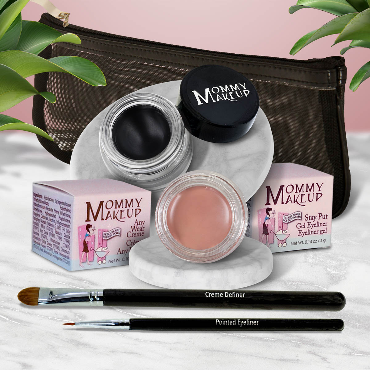The Everlasting Eye | Waterproof Eye Makeup Set Anna - A Matte Warm Rosy Beige Black Beauty - Pure black