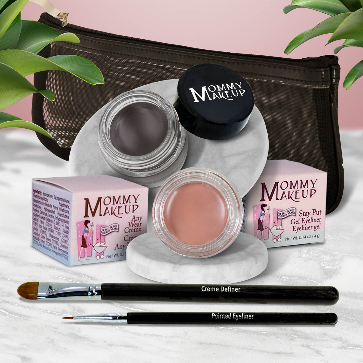 The Everlasting Eye | Waterproof Eye Makeup Set Anna - A Matte Warm Rosy Beige Chocolate Kiss - Deep brown black