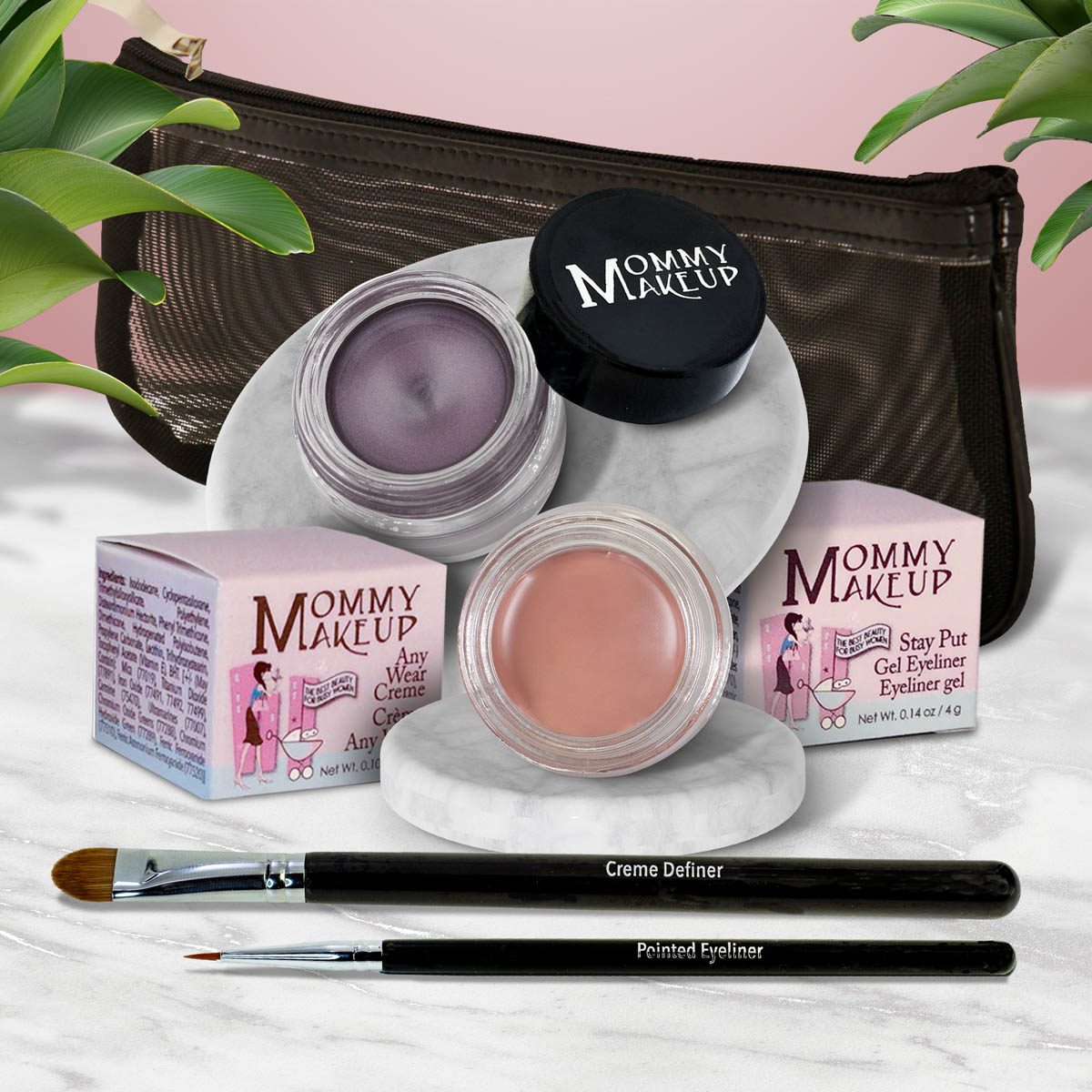 The Everlasting Eye | Waterproof Eye Makeup Set Anna - A Matte Warm Rosy Beige Amethyst - Deep eggplant
