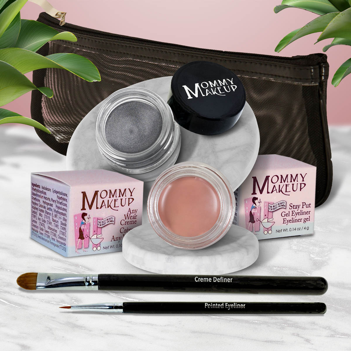The Everlasting Eye | Waterproof Eye Makeup Set Anna - A Matte Warm Rosy Beige Steel Magnolia - Deep grey with shimmer