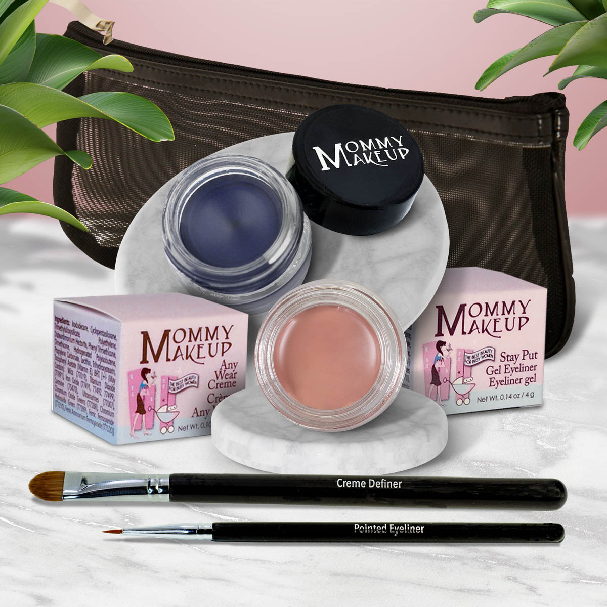 The Everlasting Eye | Waterproof Eye Makeup Set Anna - A Matte Warm Rosy Beige Blue Angel - A Classic Navy Blue