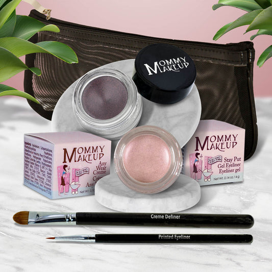The Everlasting Eye | Waterproof Eye Makeup Set Pink Icing - A Light Opalescent Pink Black Orchid - Luscious metallic black burgundy