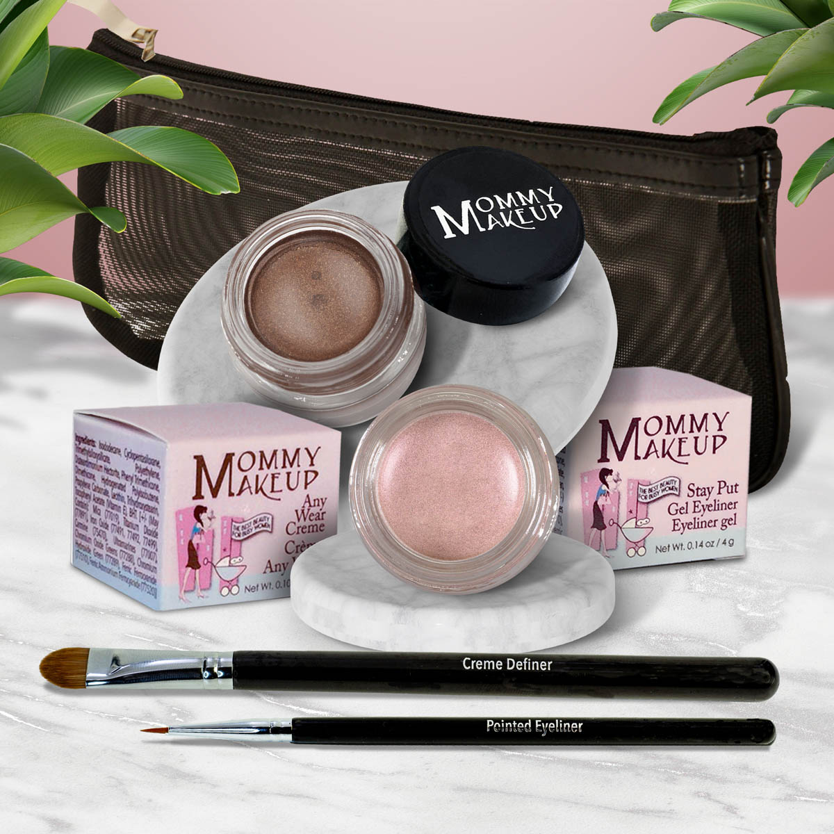 The Everlasting Eye | Waterproof Eye Makeup Set Pink Icing - A Light Opalescent Pink Chocolate Sizzle - Milk chocolate brown with golden shimmer and golden flecks