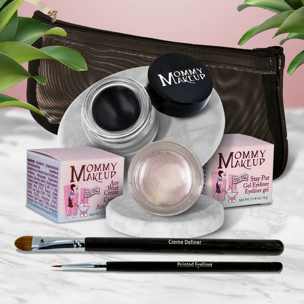 The Everlasting Eye | Waterproof Eye Makeup Set Crystal - A Pale Shimmering Pewter Black Beauty - Pure black