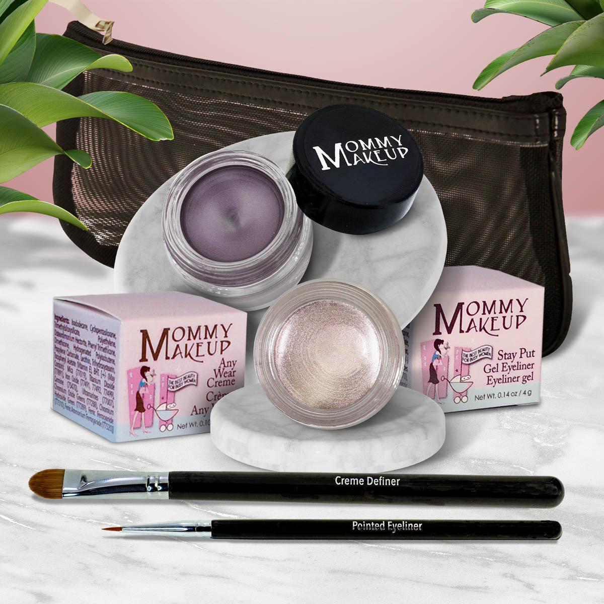 The Everlasting Eye | Waterproof Eye Makeup Set Crystal - A Pale Shimmering Pewter Amethyst - Deep eggplant