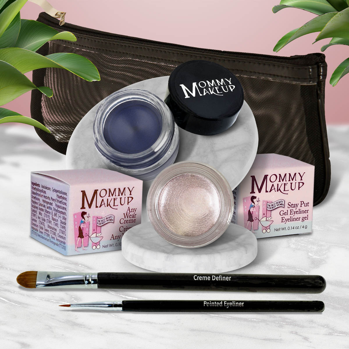The Everlasting Eye | Waterproof Eye Makeup Set Crystal - A Pale Shimmering Pewter Blue Angel - A Classic Navy Blue