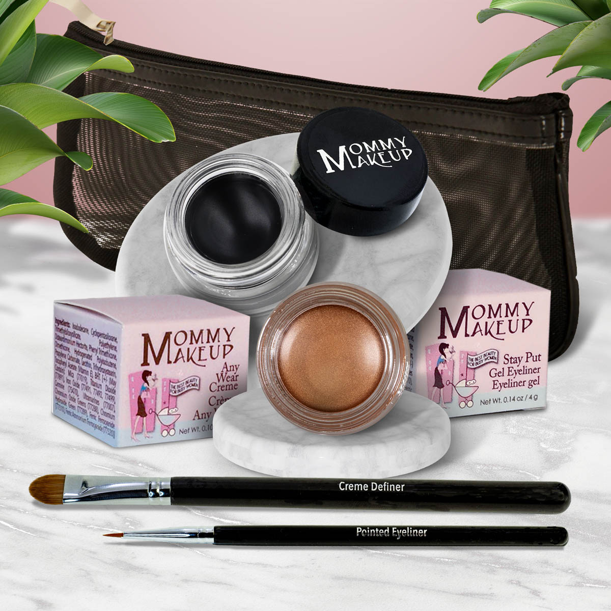 The Everlasting Eye | Waterproof Eye Makeup Set Golden Caramel - A Caramel Brown with Golden Shimmer Black Beauty - Pure black