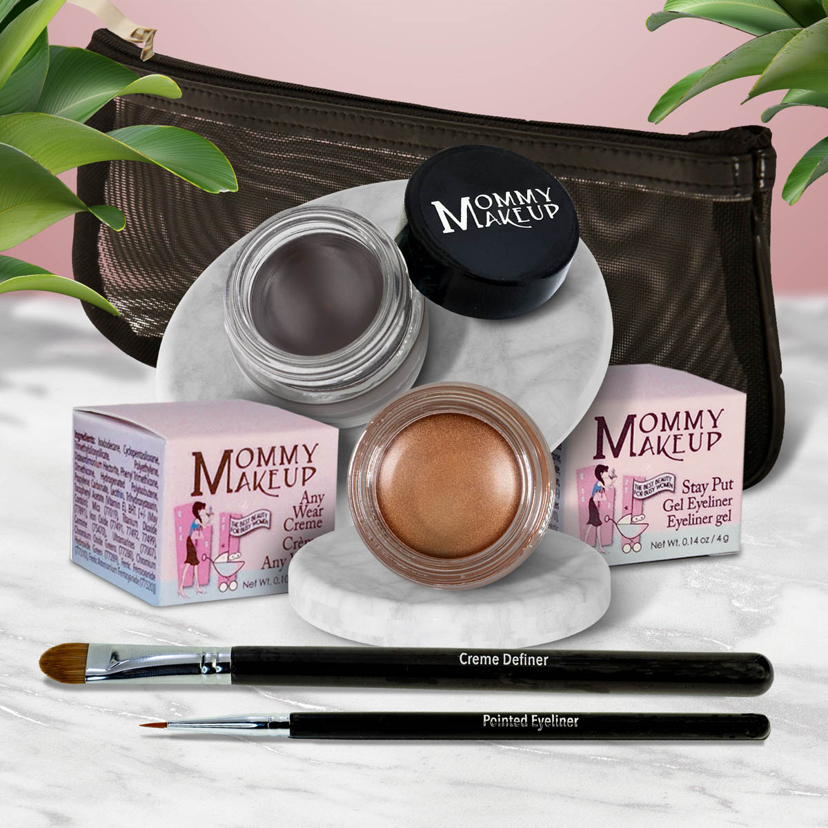 The Everlasting Eye | Waterproof Eye Makeup Set Golden Caramel - A Caramel Brown with Golden Shimmer Chocolate Kiss - Deep brown black