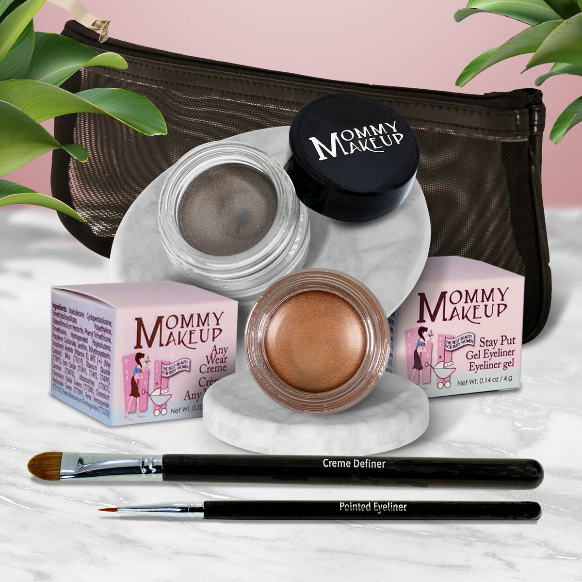 The Everlasting Eye | Waterproof Eye Makeup Set Golden Caramel - A Caramel Brown with Golden Shimmer Mischievous - Black with green and gold flecks