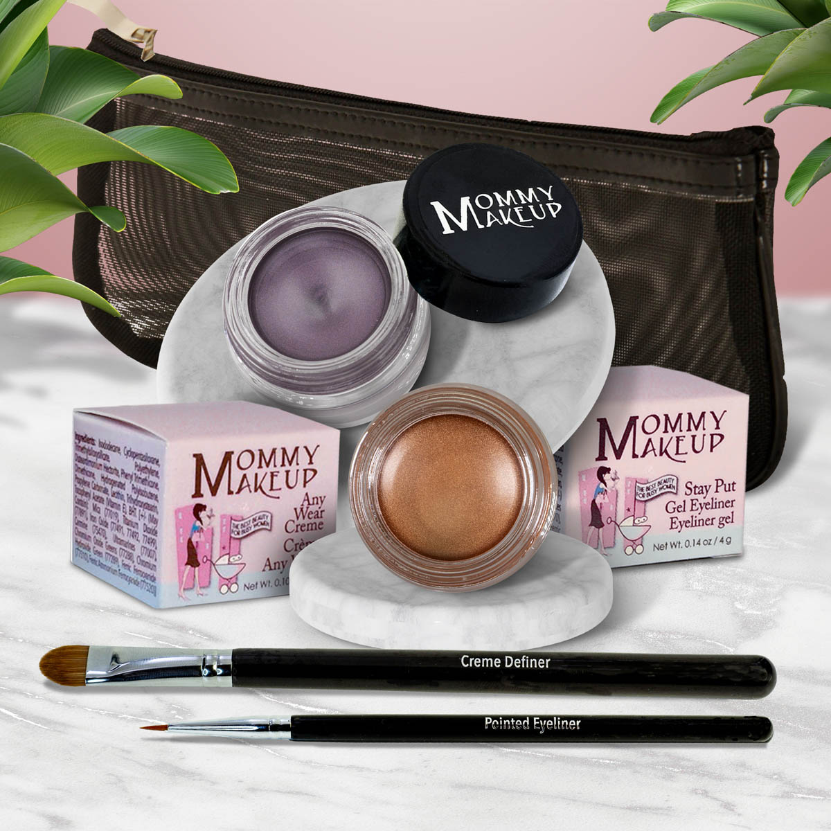 The Everlasting Eye | Waterproof Eye Makeup Set Golden Caramel - A Caramel Brown with Golden Shimmer Amethyst - Deep eggplant