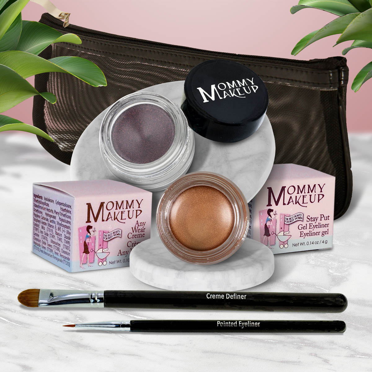 The Everlasting Eye | Waterproof Eye Makeup Set Golden Caramel - A Caramel Brown with Golden Shimmer Black Orchid - Luscious metallic black burgundy