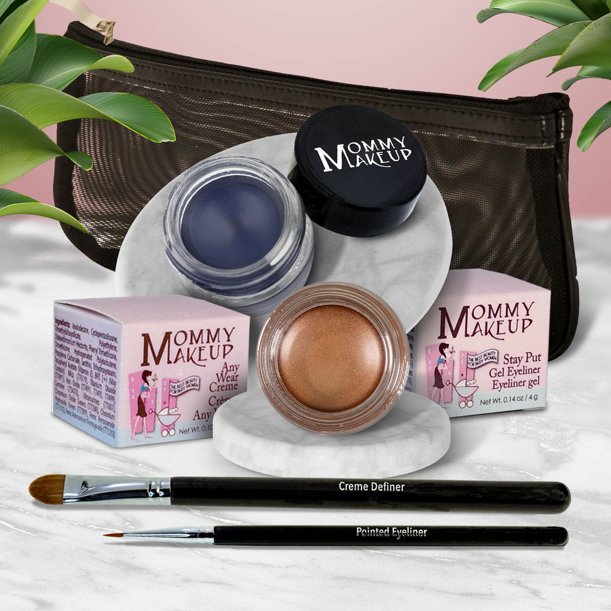 The Everlasting Eye | Waterproof Eye Makeup Set Golden Caramel - A Caramel Brown with Golden Shimmer Blue Angel - A Classic Navy Blue
