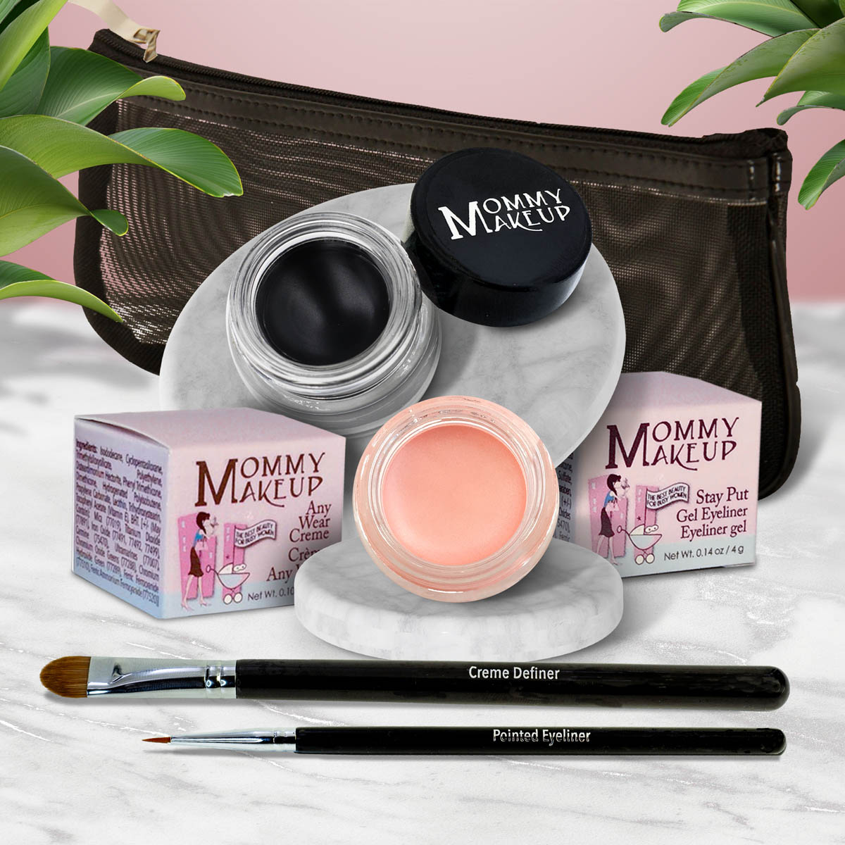 The Everlasting Eye | Waterproof Eye Makeup Set Duchess - A Peachy Rose with a Silver Sheen Black Beauty - Pure black