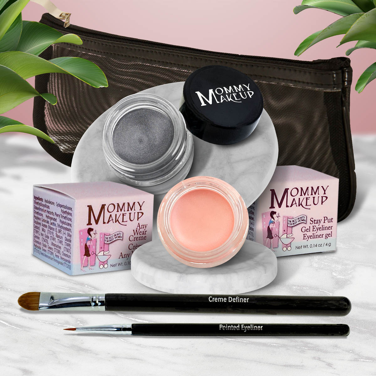 The Everlasting Eye | Waterproof Eye Makeup Set Duchess - A Peachy Rose with a Silver Sheen Steel Magnolia - Deep grey with shimmer