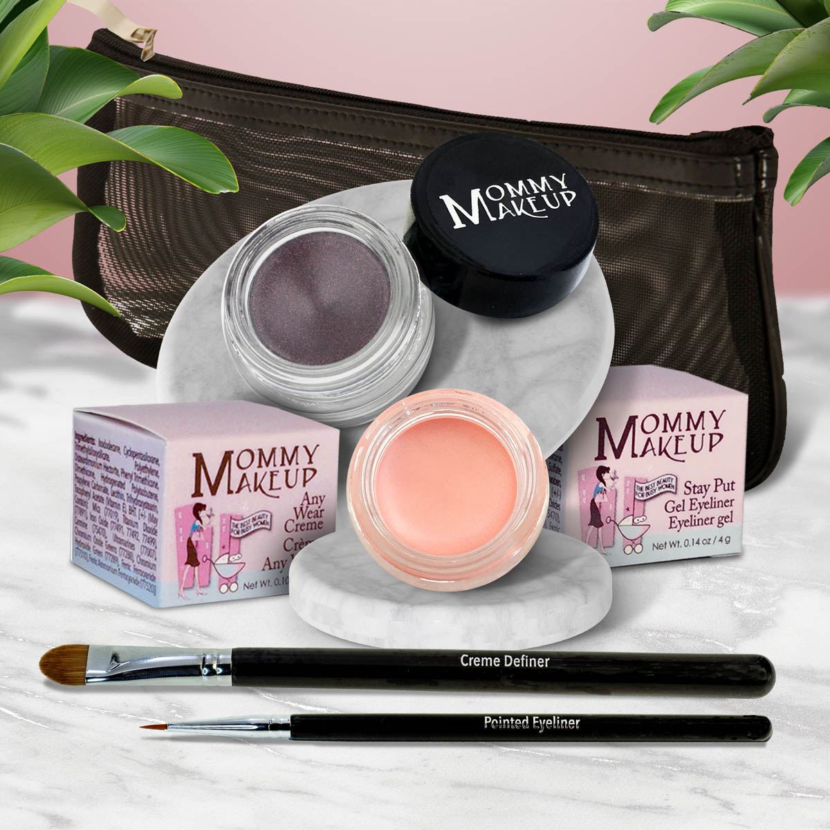 The Everlasting Eye | Waterproof Eye Makeup Set Duchess - A Peachy Rose with a Silver Sheen Black Orchid - Luscious metallic black burgundy