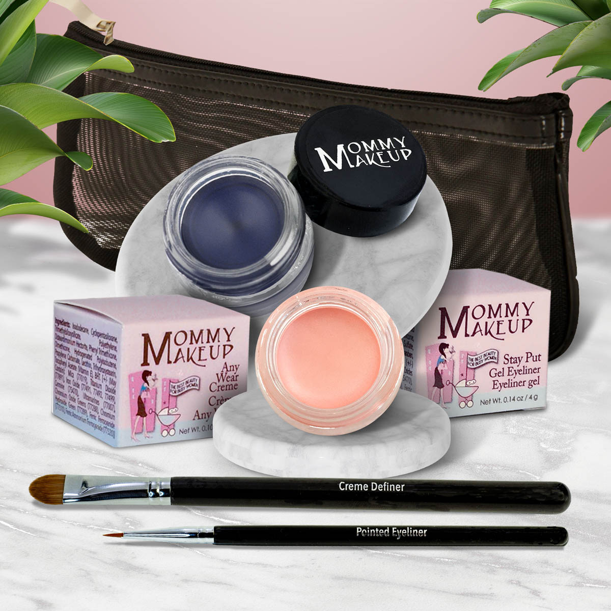 The Everlasting Eye | Waterproof Eye Makeup Set Duchess - A Peachy Rose with a Silver Sheen Blue Angel - A Classic Navy Blue