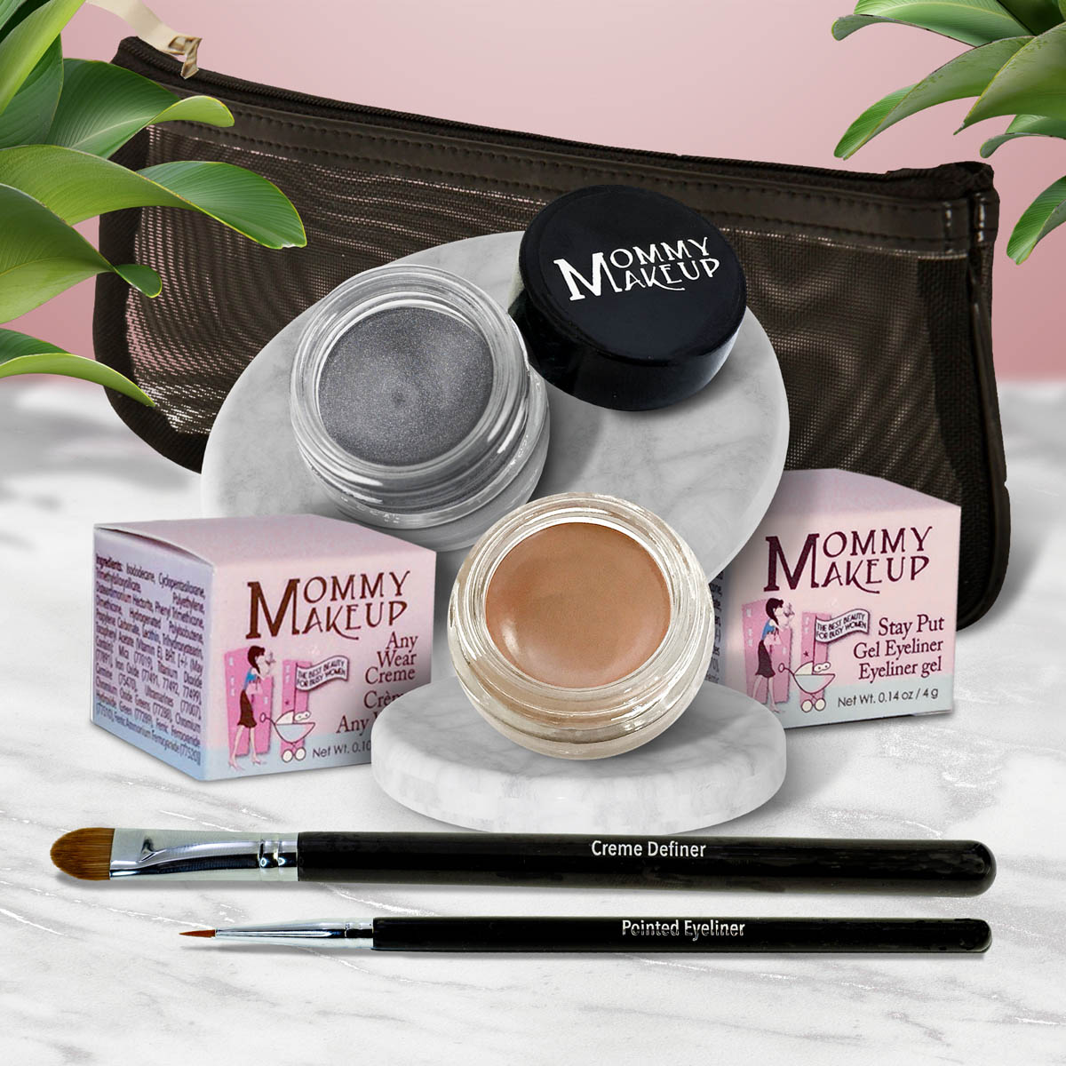 The Everlasting Eye | Waterproof Eye Makeup Set Misty Mocha - A Matte Cool Mocha Beige Steel Magnolia - Deep grey with shimmer