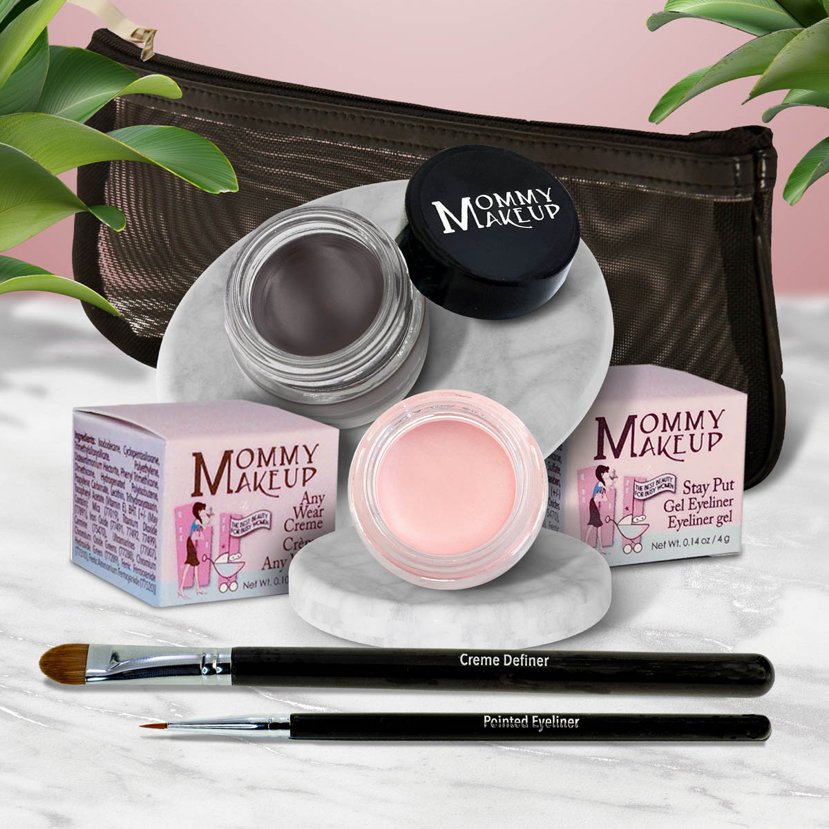 The Everlasting Eye | Waterproof Eye Makeup Set Cameo - a light nude pink Chocolate Kiss - Deep brown black