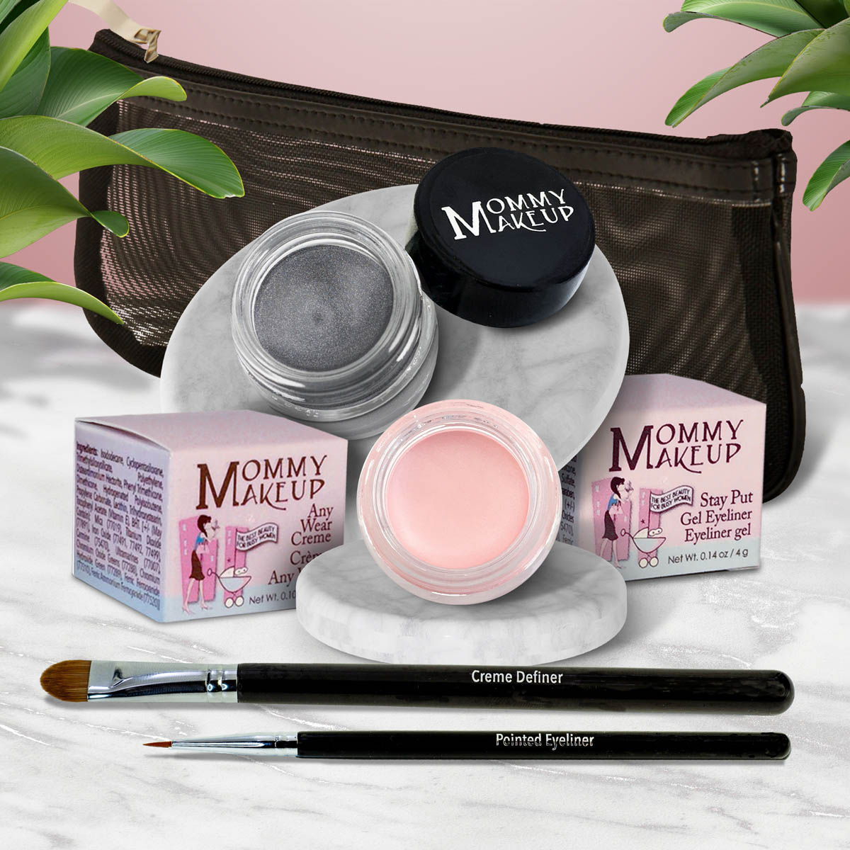 The Everlasting Eye | Waterproof Eye Makeup Set Cameo - a light nude pink Steel Magnolia - Deep grey with shimmer