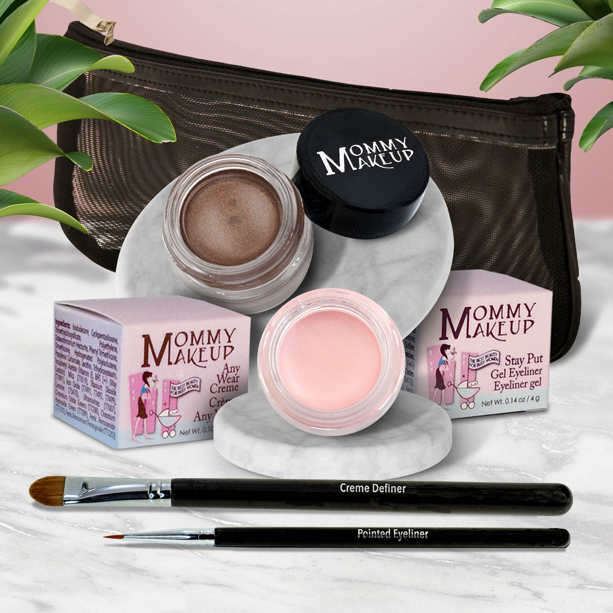 The Everlasting Eye | Waterproof Eye Makeup Set Cameo - a light nude pink Chocolate Sizzle - Milk chocolate brown with golden shimmer and golden flecks