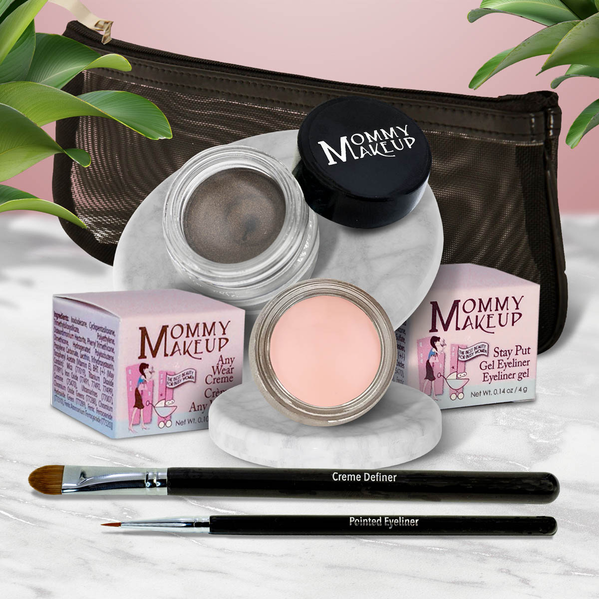 The Everlasting Eye | Waterproof Eye Makeup Set Cashmere - a matte pale bisque Mischievous - Black with green and gold flecks