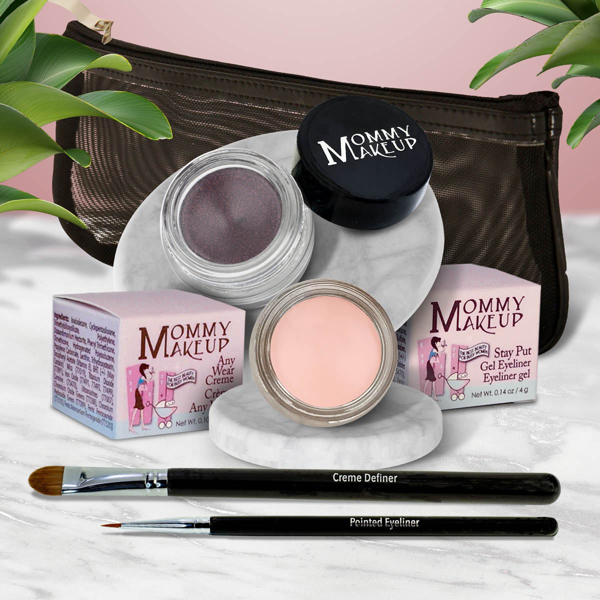 The Everlasting Eye | Waterproof Eye Makeup Set Cashmere - a matte pale bisque Black Orchid - Luscious metallic black burgundy