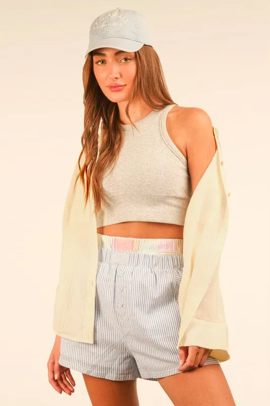 VERY J Dolman Sleeve Button Down Gauze Shirt