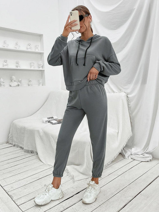 Ivy Lane Sports Hoodie and Joggers Set Dark Gray
