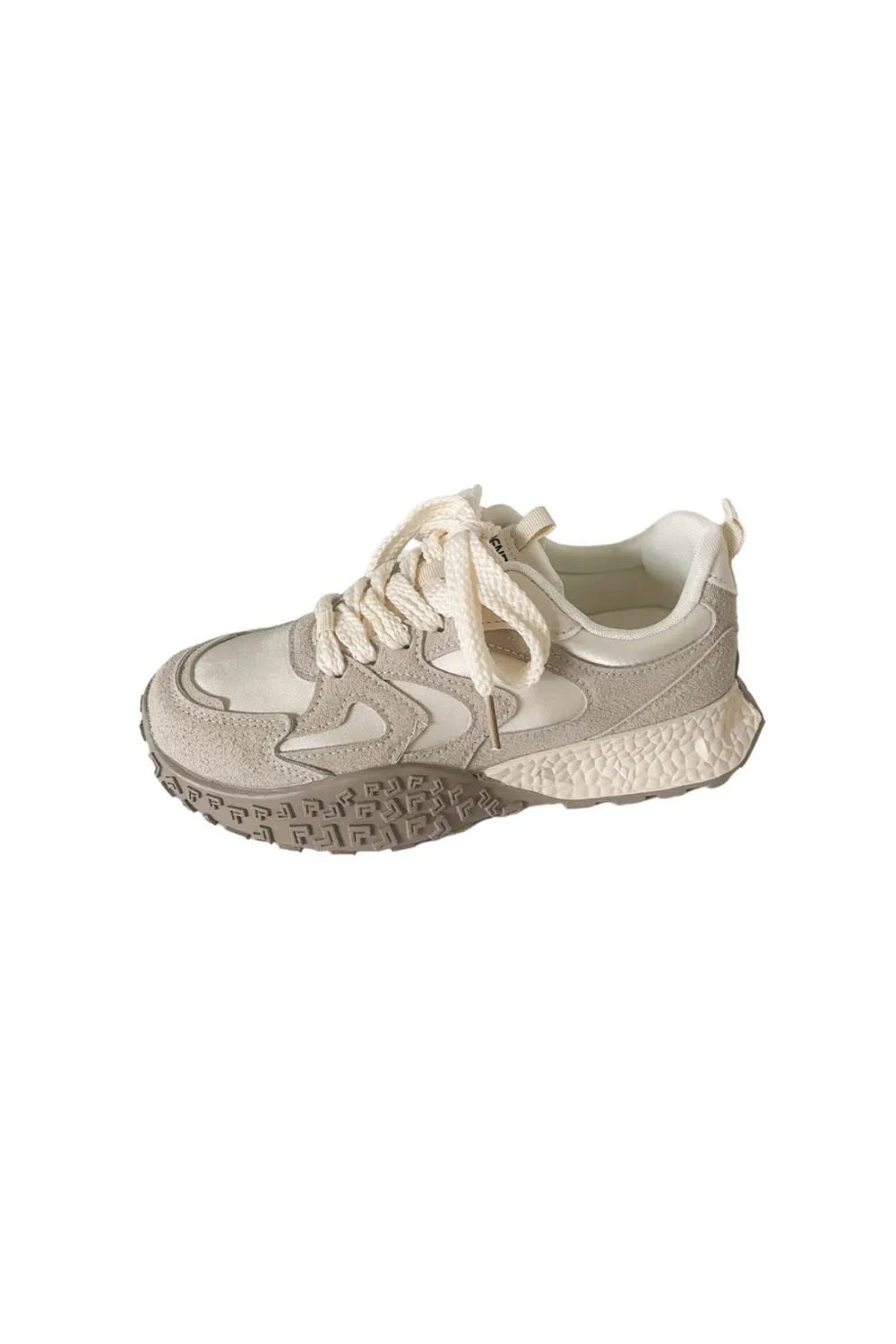 Round Toe Lace Up Platform Athletic Sneakers Ivory