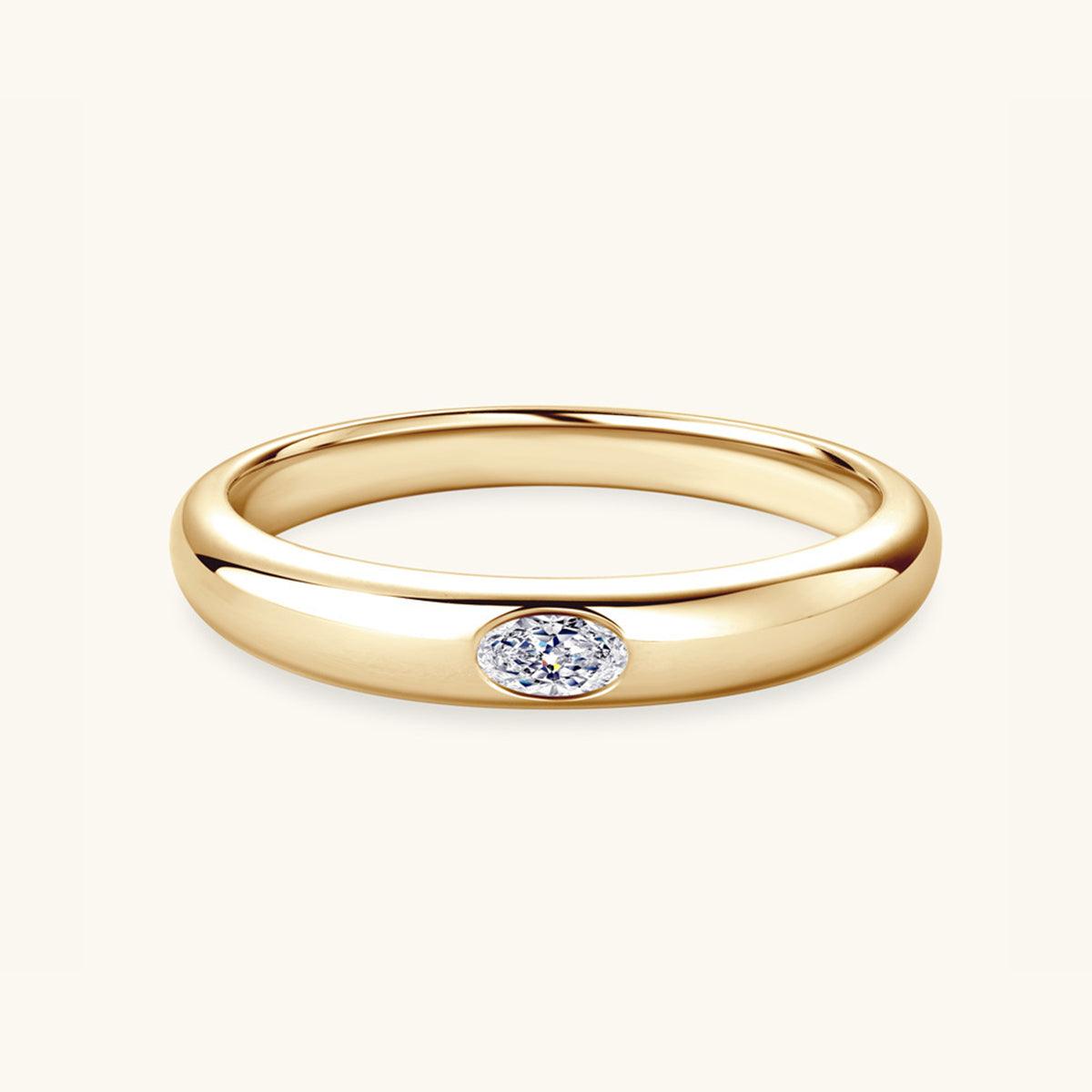 925 Sterling Silver Inlaid Moissanite Ring Gold Oval Drill