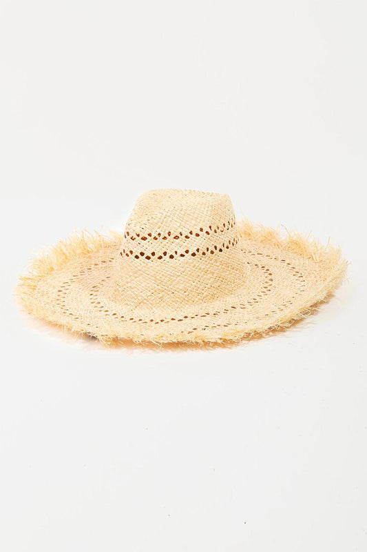 Fame Openwork Raw Hem Weave Hat IV One Size